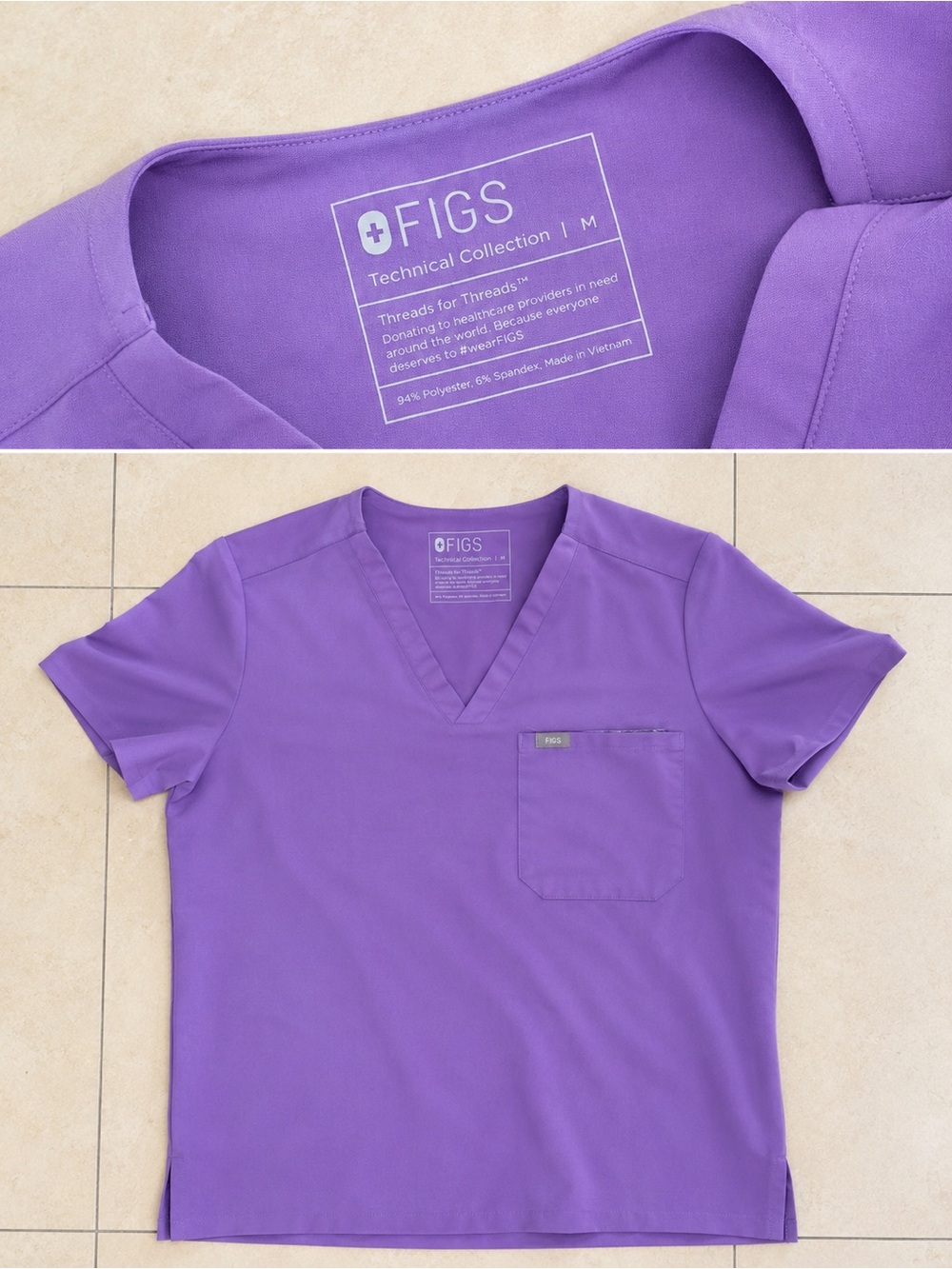 FIGS Lavender V-Neck Scrub Top
